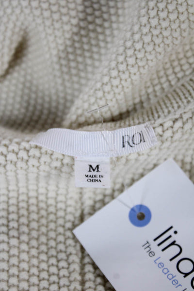 Roi Womens Ivory Wool Collared Long Sleeve Cardigan Size M