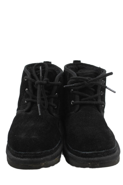Ugg Womens Suede Lace Up Neumel 11 Ankle Boots Black Size 4