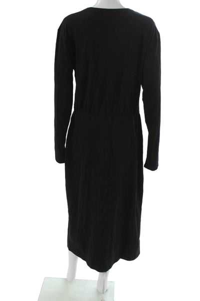 Nation Los Angeles Womens Sheath Midi Dress Black Cotton Longsleeve Size XL