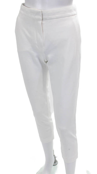Max Mara Womens Cropped Viscose Pants White Button Inseam 26 Size 6