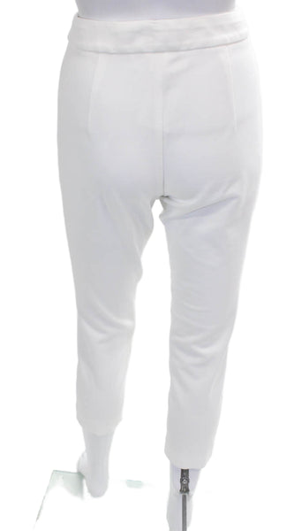 Max Mara Womens Cropped Viscose Pants White Button Inseam 26 Size 6
