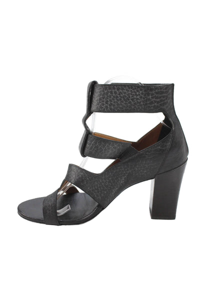 Chloe Womens Pebbled Leather Strappy Sandal Heels Black Size 38.5 8.5