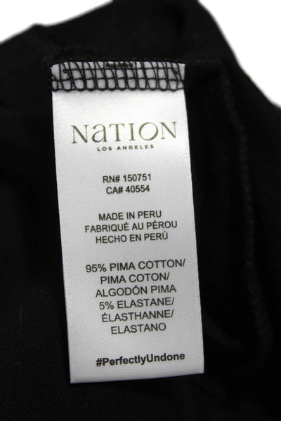Nation Los Angeles Womens Sheath Midi Dress Black Cotton Longsleeve Size XL