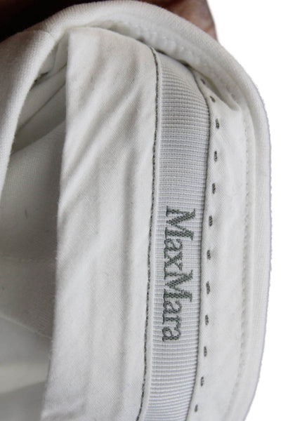 Max Mara Womens Cropped Viscose Pants White Button Inseam 26 Size 6
