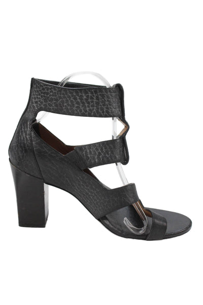Chloe Womens Pebbled Leather Strappy Sandal Heels Black Size 38.5 8.5