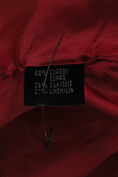 Lafayette 148 New York Women Red Cupro Trench Coat Button Long Sleeve Size 8