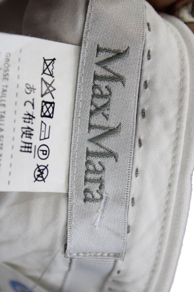 Max Mara Womens Cropped Viscose Pants White Button Inseam 26 Size 6