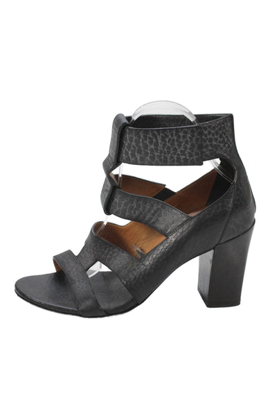 Chloe Womens Pebbled Leather Strappy Sandal Heels Black Size 38.5 8.5