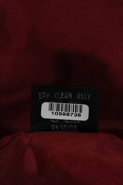 Lafayette 148 New York Women Red Cupro Trench Coat Button Long Sleeve Size 8