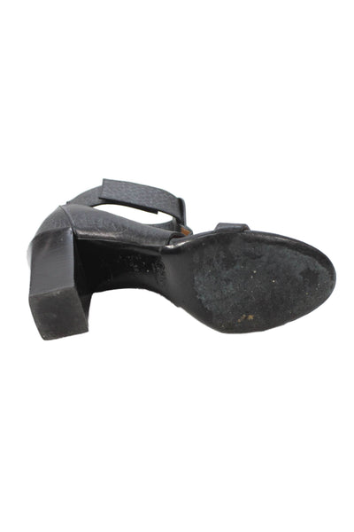 Chloe Womens Pebbled Leather Strappy Sandal Heels Black Size 38.5 8.5