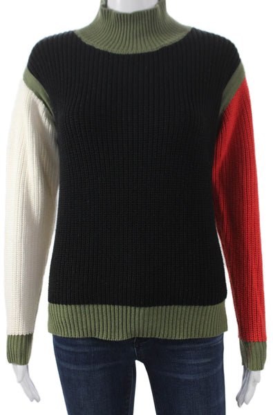 Paper Parachute Women Pullover Black Mock Neck Long Sleeve Size S