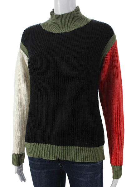 Paper Parachute Women Pullover Black Mock Neck Long Sleeve Size S