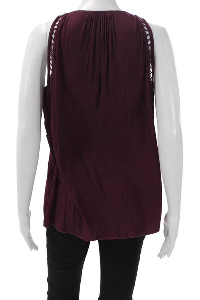 Ramy Brook Women Tunic Tank Sleeveless Purple Round Neck Polyester Size S