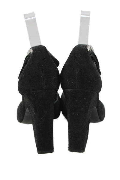 Celine Womens Suede Ankle Strap Pumps Black Size 38 8