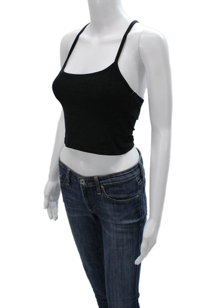 Beyond Yoga Women Cropped Tank Black Scoop Neck Polyester Sleeveless Size S
