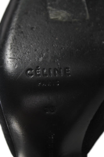 Celine Womens Suede Ankle Strap Pumps Black Size 38 8