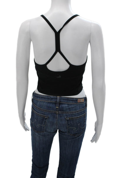 Beyond Yoga Women Cropped Tank Black Scoop Neck Polyester Sleeveless Size S