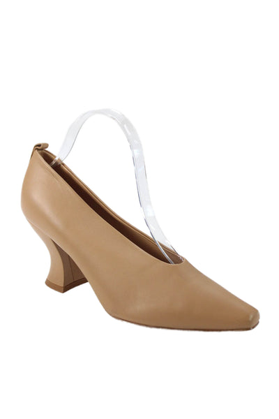 Bottega Veneta Womens Leather Pointed Toe Pumps Camel Brown Size 37.5 7.5