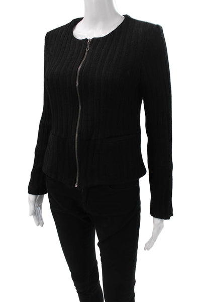 Drew Womens Basic Jacket Black Acrylic Zip Long Sleeve Size S