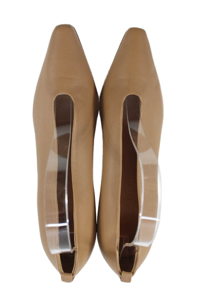 Bottega Veneta Womens Leather Pointed Toe Pumps Camel Brown Size 37.5 7.5