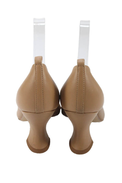 Bottega Veneta Womens Leather Pointed Toe Pumps Camel Brown Size 37.5 7.5