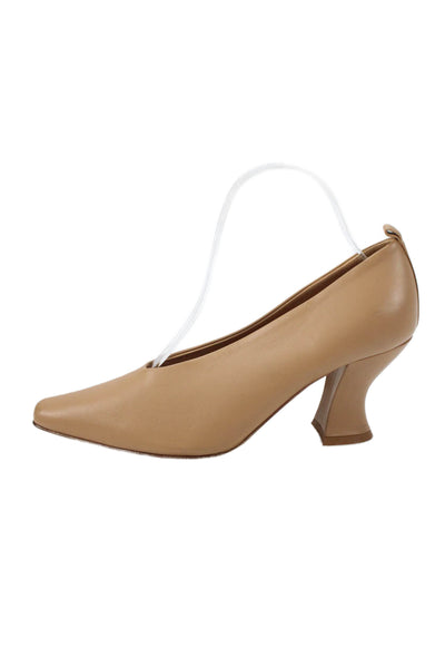 Bottega Veneta Womens Leather Pointed Toe Pumps Camel Brown Size 37.5 7.5