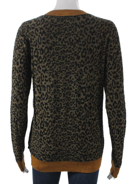 Scotch & Soda Women Pullover Black Animal Print V-Neck Long Sleeve Size M