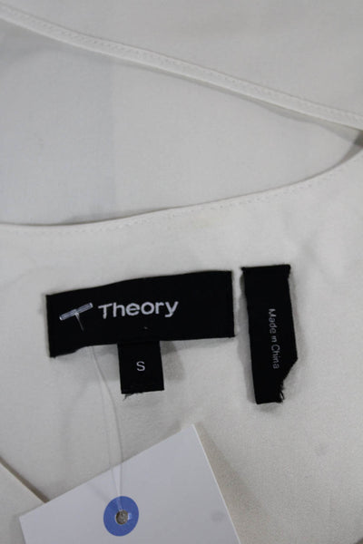 Theory Womens Silk Sleeveless Round Neck Basic Blouse Ivory Pullover Size S
