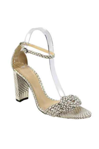 Alexandre Birman Womens Snakeskin Print Chiara 90 Heels White Size 38.5 8.5