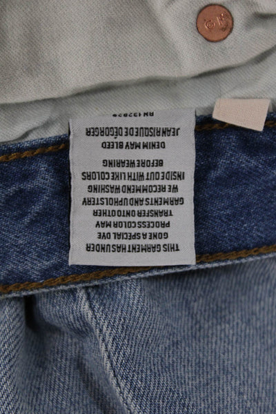 Grlfrnd Womens Straight Mid-Rise Blue Jeans 100% Cotton Size 24