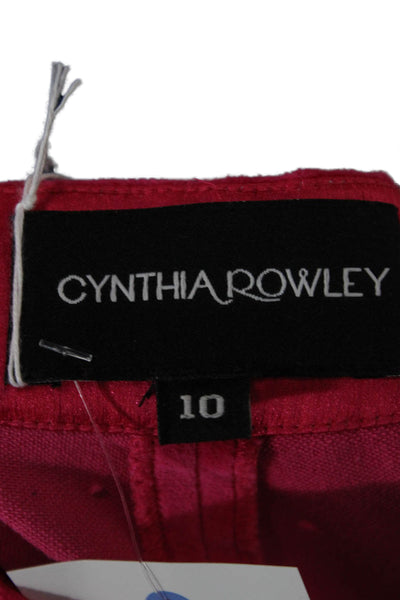 Cynthia Rowley Women Dress Pants Pink Cotton Zip Size 10