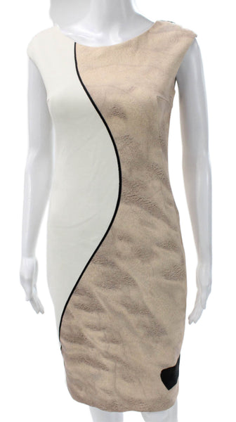 Akris Punto Women Sheath Dress White Boatneck Cap Sleeve Size 4