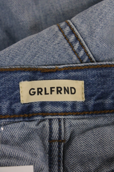 Grlfrnd Womens Straight Mid-Rise Blue Jeans 100% Cotton Size 24