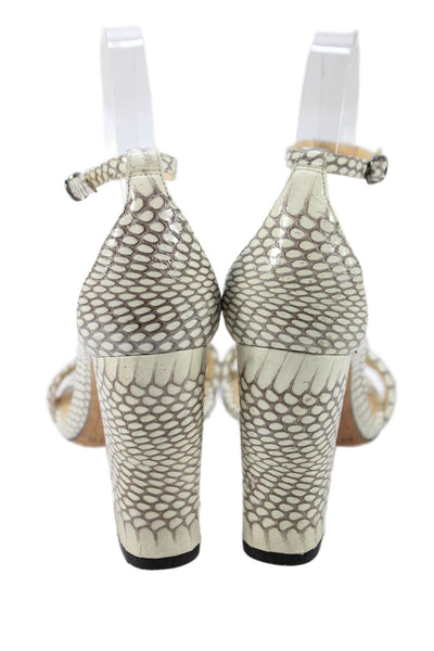 Alexandre Birman Womens Snakeskin Print Chiara 90 Heels White Size 38.5 8.5