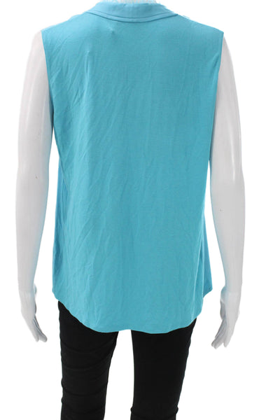 Elie Tahari Women Silk V-Neck Sleeveless Blouse Blue Pullover Size S
