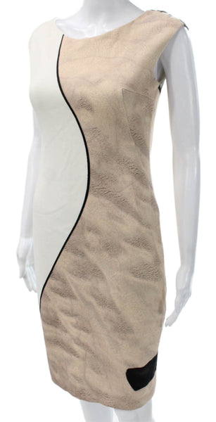 Akris Punto Women Sheath Dress White Boatneck Cap Sleeve Size 4