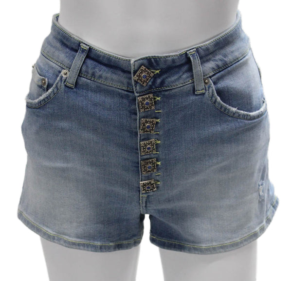 Dondup Womens Hot Pants Blue Cotton Button Closure Size 27