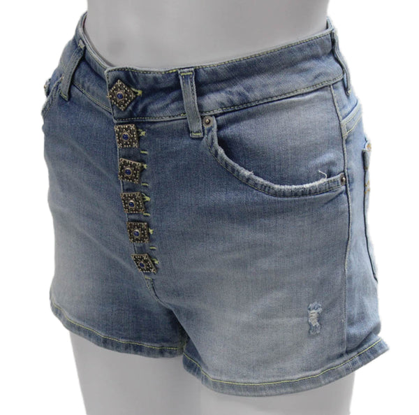 Dondup Womens Hot Pants Blue Cotton Button Closure Size 27
