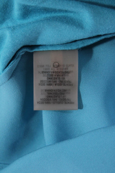 Elie Tahari Women Silk V-Neck Sleeveless Blouse Blue Pullover Size S