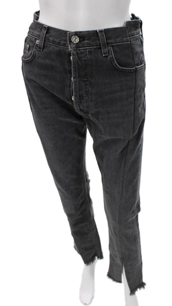 EB Denim Women Straight Black Jeans 100% Cotton Mid Rise Button Size 25