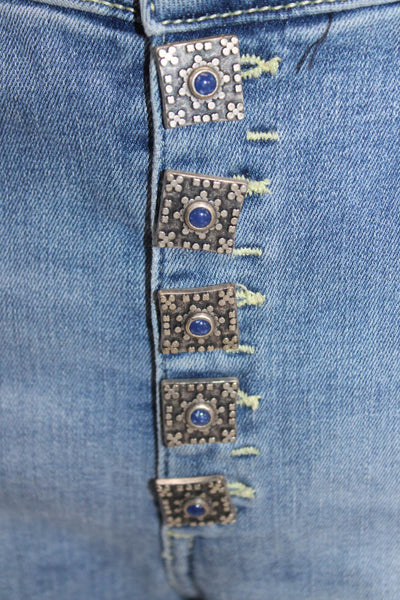 Dondup Womens Hot Pants Blue Cotton Button Closure Size 27