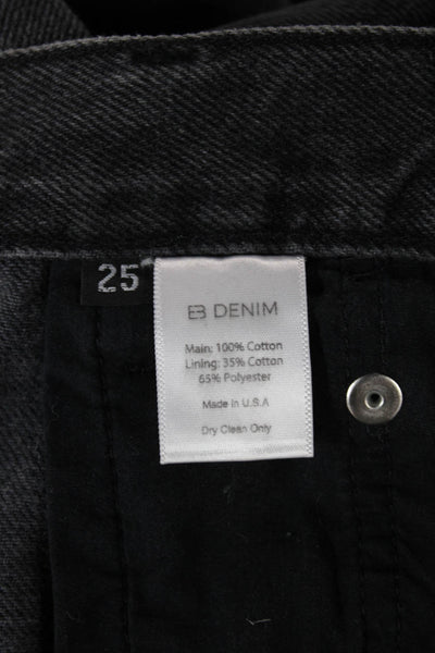 EB Denim Women Straight Black Jeans 100% Cotton Mid Rise Button Size 25