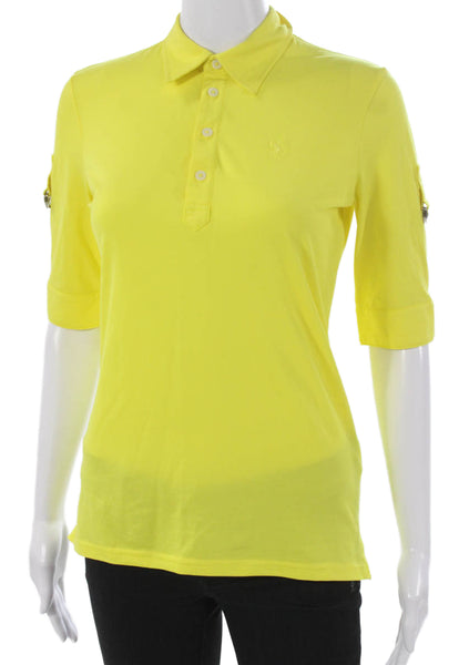 Ralph Lauren Golf Women Basic Polo Collared 3/4 Sleeve Yellow Polyester Size XS