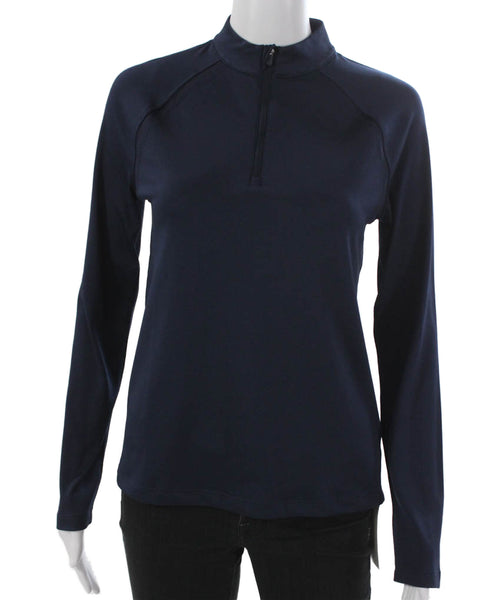 Tory Sport Womens Pullover Mock Neck Zip Long Sleeve Blue Polyester Size XS