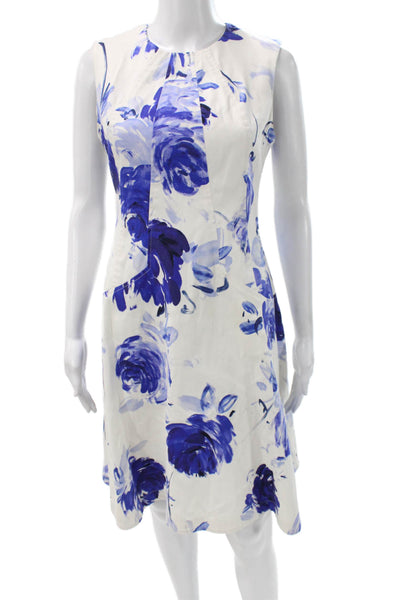 Lela Rose Women A-Line Sleeveless Crew Neck White Knee Length Dress Size 6