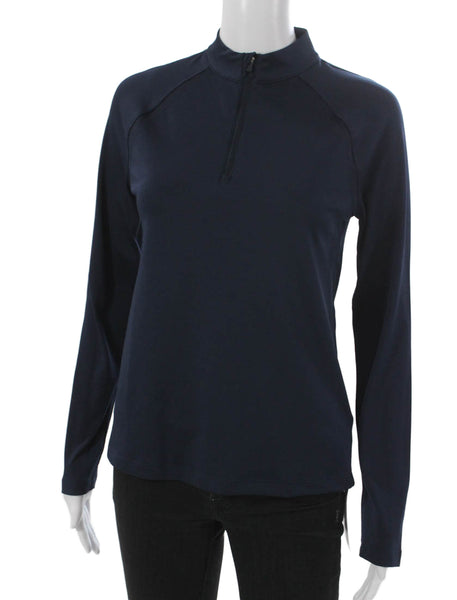 Tory Sport Womens Pullover Mock Neck Zip Long Sleeve Blue Polyester Size XS