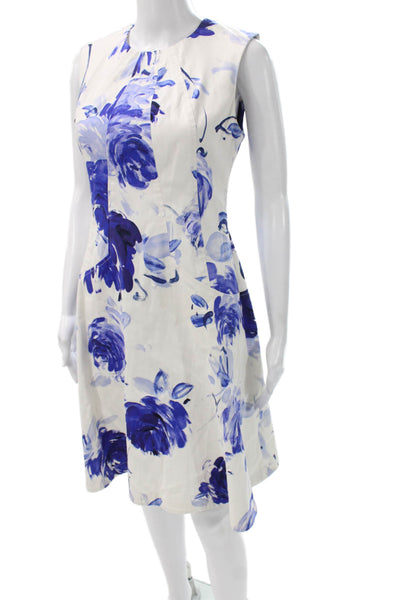 Lela Rose Women A-Line Sleeveless Crew Neck White Knee Length Dress Size 6