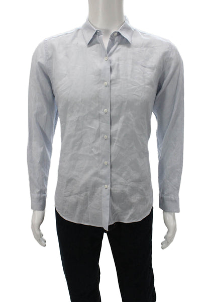 Uniqlo Mens Button Front Long Sleeve Collared Linen Shirt Blue Size Medium