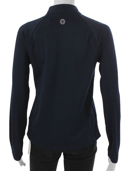 Tory Sport Womens Pullover Mock Neck Zip Long Sleeve Blue Polyester Size XS
