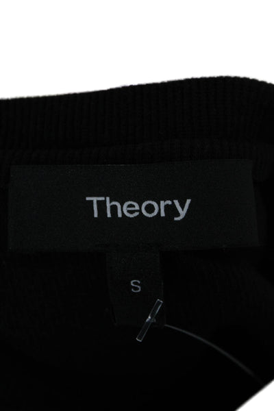 Theory Womens Bodycon Dress Black Pima Cotton 3/4 Sleeve Crew Neck Midi Size S